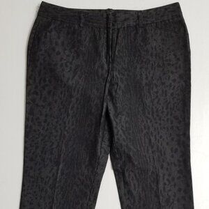 ND New Directions Petite Women's Black/Gray Stretch Animal Print Pants Size: 10P